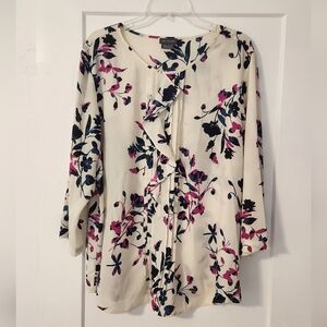 Van Heusen Ruffle Floral 3/4 Sleeve Blouse